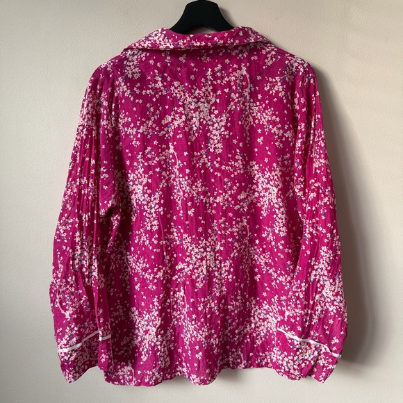 Anthropologie Papinelle Cheri Blossom Full Length Pajama Set Size L Silk Blend - Picture 6 of 16